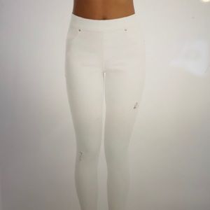 Spanx White Distressed Skinny Jeans